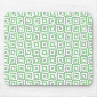 Retro Squares - Faded Green on White Mouse Pad