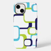 Retro Squares Geometric Pattern Blue Green White