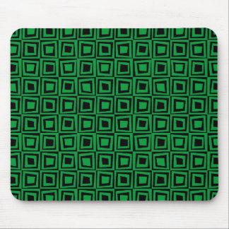 Retro Squares - Grass Green on Black Mouse Pad