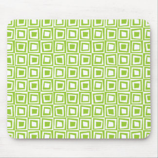 Retro Squares - Martian Green on White Mouse Pad