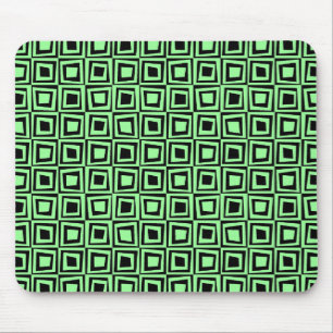 Retro Squares - Mint Green on Black Mouse Pad