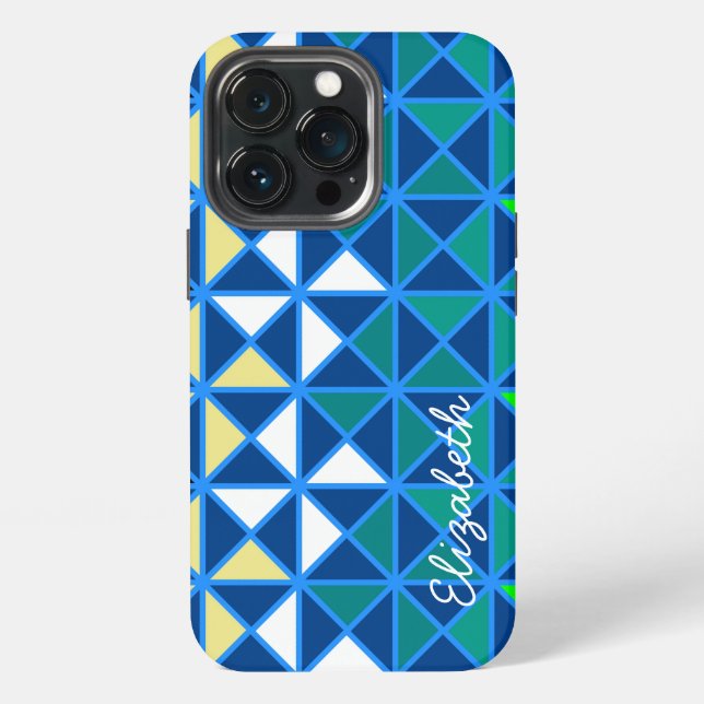 Retro Squares Modern Geometric Pattern iPhone Case (Back)