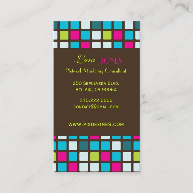Retro Squares Mosaic Tiles Business Card (Front)