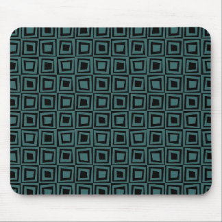 Retro Squares - Moss Green on Black Mouse Pad