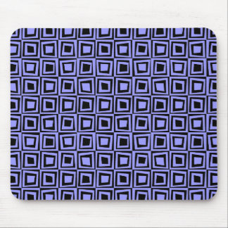 Retro Squares - Pastel Blue on Black Mouse Pad