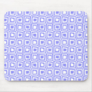 Retro Squares - Pastel Blue on White Mouse Pad