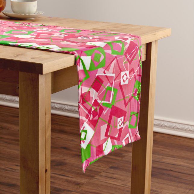 Retro Squares Pattern Long Table Runner (In Situ)