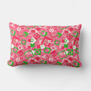 Retro Squares Pattern Lumbar Pillow