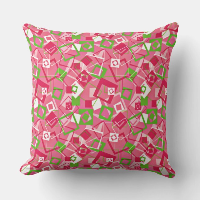 Retro Squares Pattern Outdoor Pillow (Front)