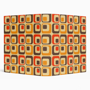 Retro Squares Pattern - Red, Brown & Orange Binder