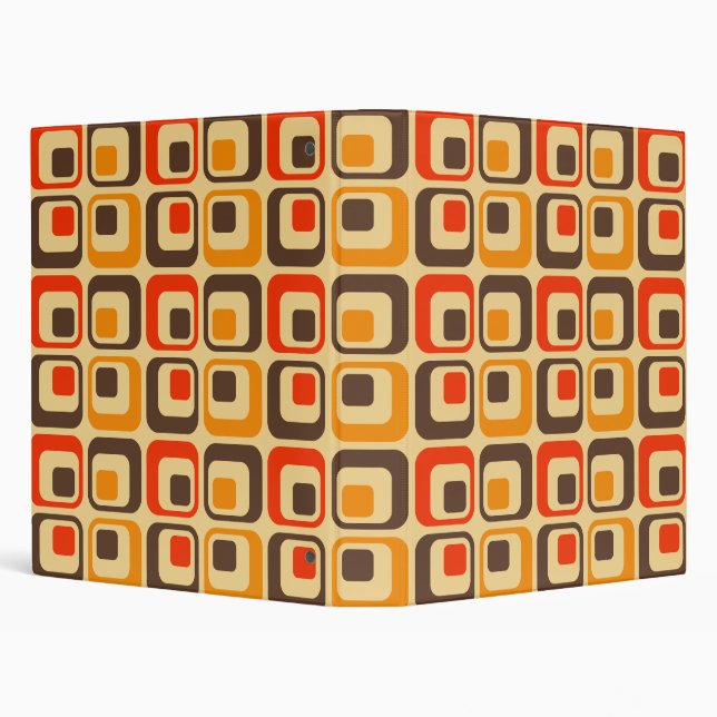 Retro Squares Pattern - Red, Brown & Orange Binder (Background)