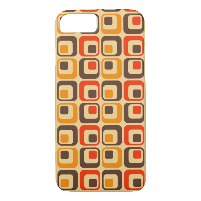 Retro Squares Pattern - Red, Brown & Orange Case-Mate iPhone Case (Back)