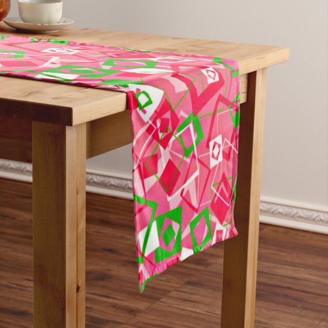 Retro Squares Pattern Short Table Runner (In Situ)