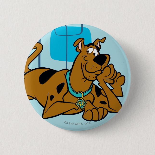 Retro Squares Scooby-Doo Lying Down 2 Inch Round Button (Front)