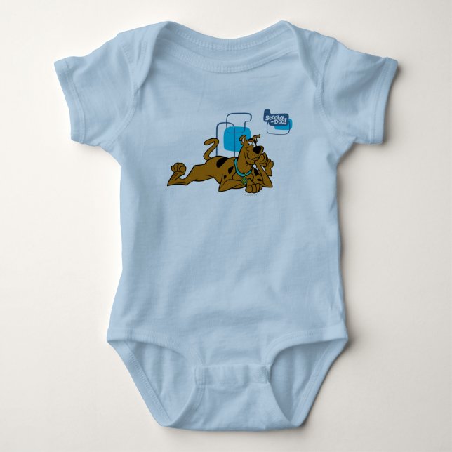 Retro Squares Scooby-Doo Lying Down Baby Bodysuit (Front)