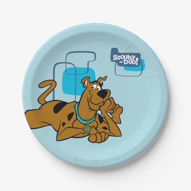 Retro Squares Scooby-Doo Lying Down Paper Plate (Front)
