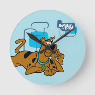 Retro Squares Scooby-Doo Lying Down Round Clock