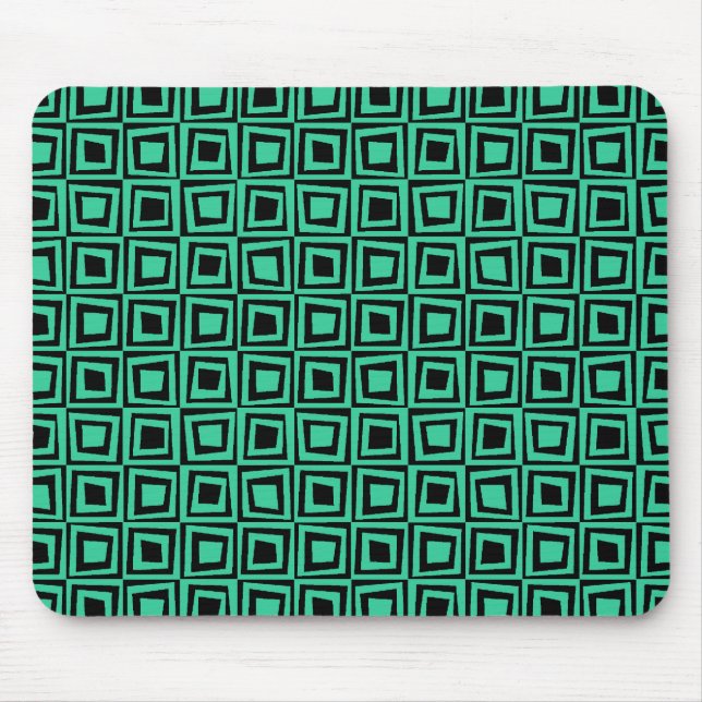 Retro Squares - Sea Green on Black Mouse Pad (Front)