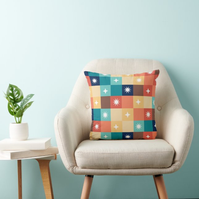 Retro Squares Throw Pillow (Chair)