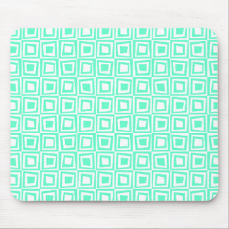 Retro Squares - Turquoise on White Mouse Pad