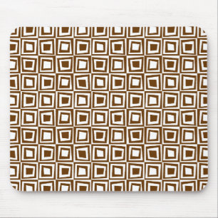 Retro Squares - Walnut on White Mouse Pad