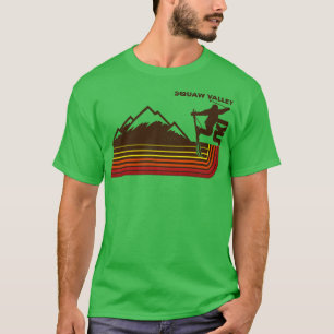 Retro Squaw Valley 70s80s Style Skiing Stripe T-Shirt