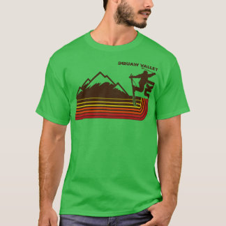Retro Squaw Valley 70s80s Style Skiing Stripe T-Shirt