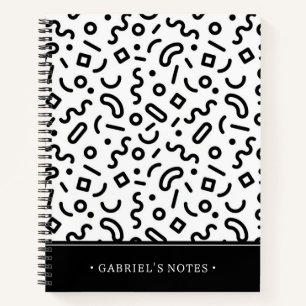 Retro Squiggle Pattern   Add Your Name Notebook