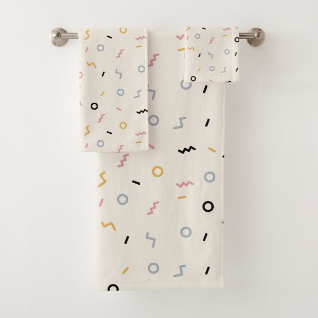 Retro Squiggle Pattern Bath Towel Set (Insitu)