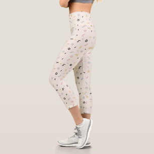 Retro Squiggle Pattern Capri Leggings