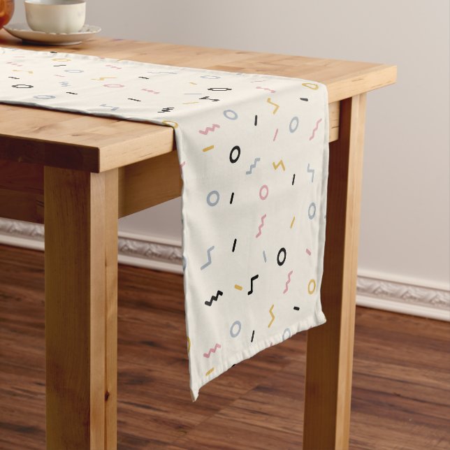 Retro Squiggle Pattern Medium Table Runner (In Situ)