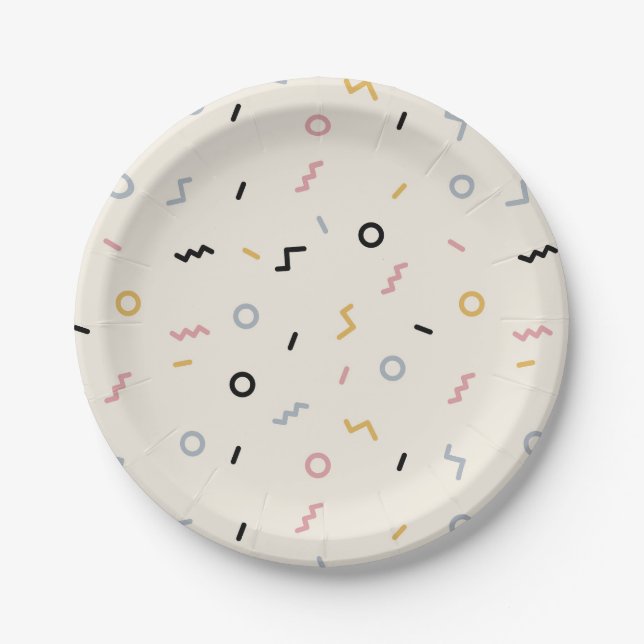 Retro Squiggle Pattern Paper Plate (Front)
