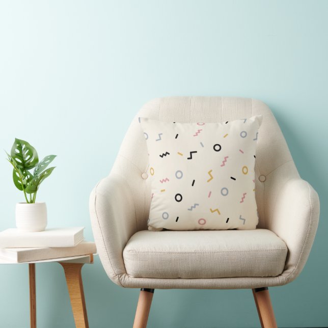 Retro Squiggle Pattern Throw Pillow (Chair)