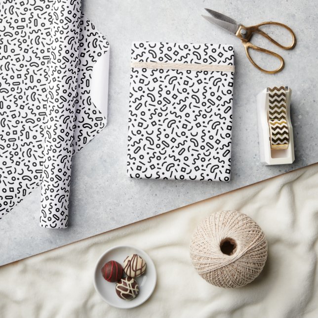 Retro Squiggle Pattern Wrapping Paper (Crafts)