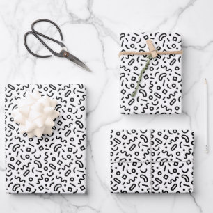 Retro Squiggle Pattern Wrapping Paper Sheet