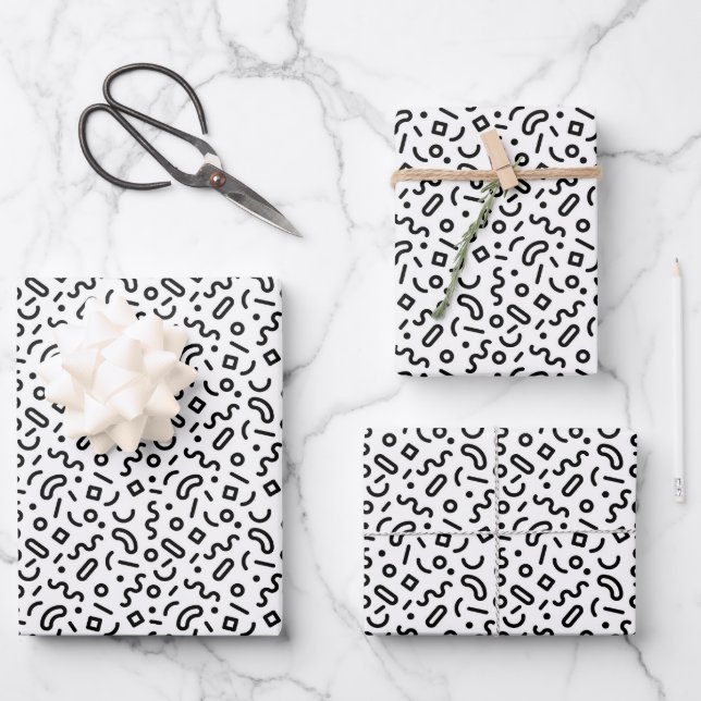 Retro Squiggle Pattern Wrapping Paper Sheet (Front)