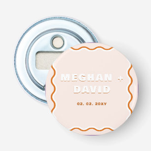 Retro Squiggle Wavy Curve Terracotta Wedding   Bottle Opener