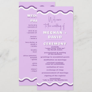 Retro Squiggle Wavy Purple Wedding Program