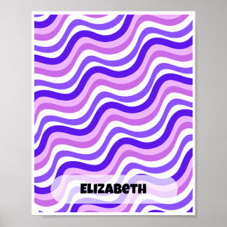 Retro Squiggly Purple Personalized Name Design Poster