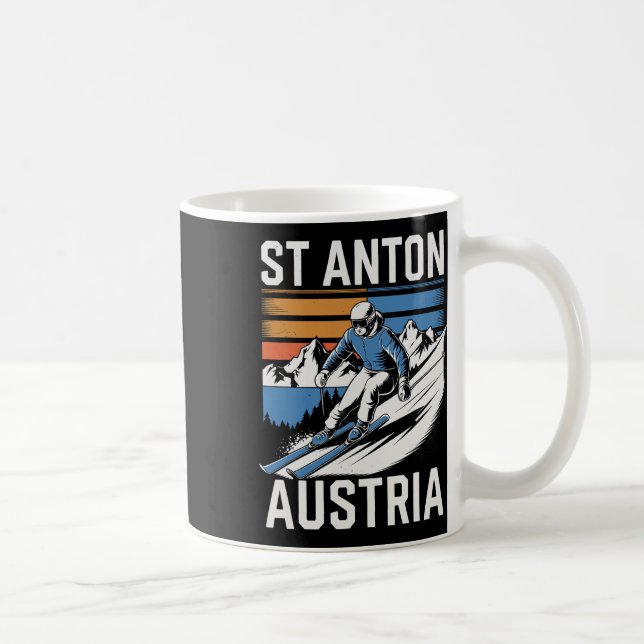 Retro St Anton Austria Ski Resort  Coffee Mug (Right)