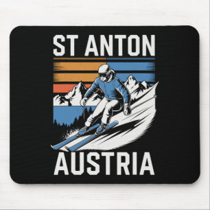 Retro St Anton Austria Ski Resort  Mouse Pad