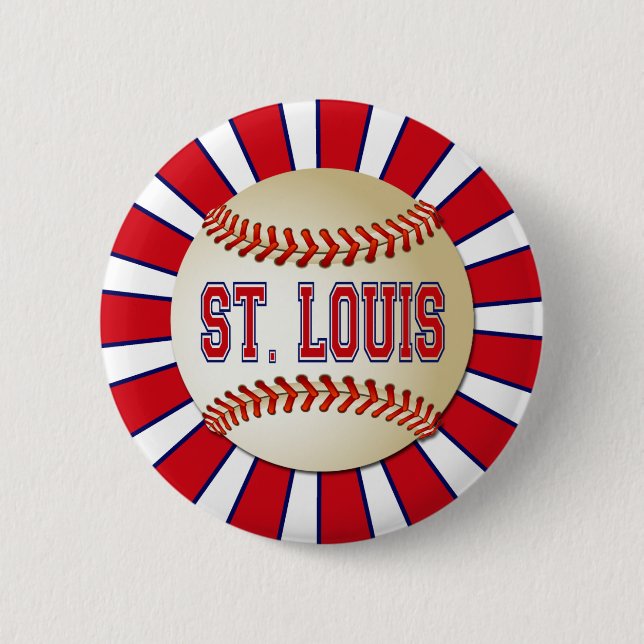 RETRO ST LOUIS BASEBALL 2 INCH ROUND BUTTON (Front)