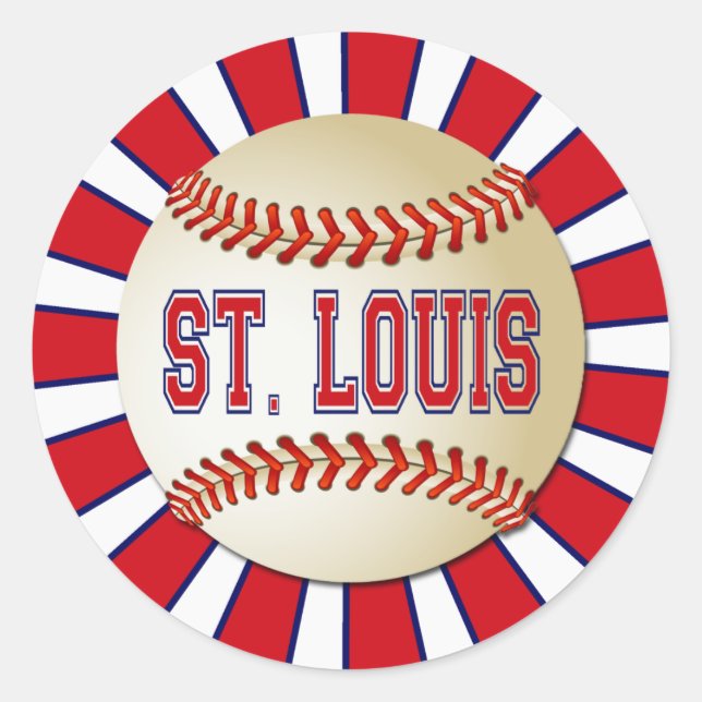 RETRO ST LOUIS BASEBALL CLASSIC ROUND STICKER (Front)