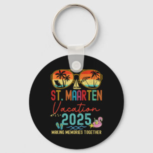 Retro St. Maarten Vacation 2025 Memories Matching Keychain