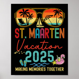 Retro St. Maarten Vacation 2025 Memories Matching  Poster