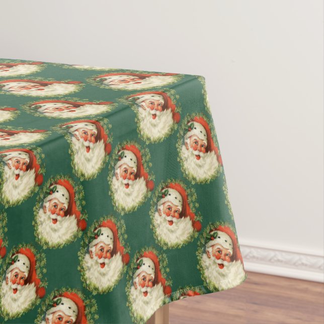 Retro St Nicholas Holiday Tablecloth (In Situ)