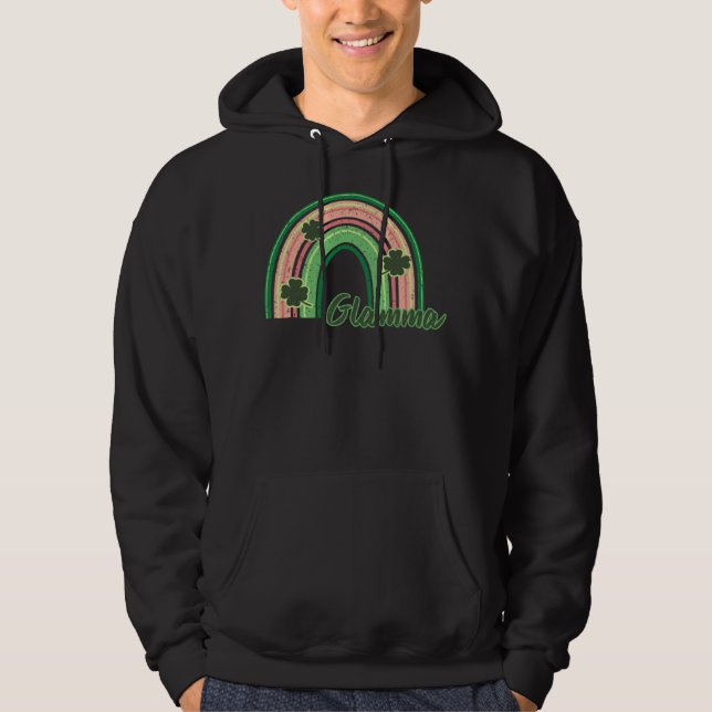 Retro St Patrick s day Glamma  Rainbow Shamrock Pa Hoodie (Front)