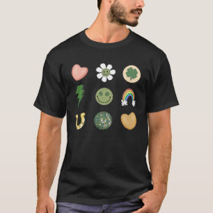 Retro St Patricks Day Lucky Vibes Shamrock For Men T-Shirt