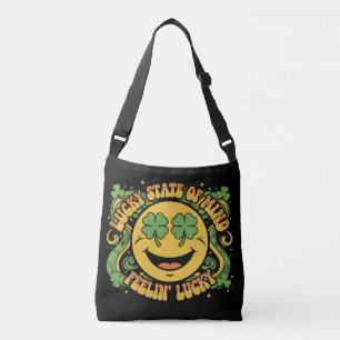 Retro St. Patrick's Day Smiley Face Lucky State Crossbody Bag