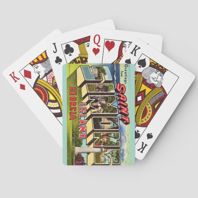 Retro St Simons Island Playing Cards (Back)